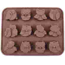 12 Corujas Pão de Bolo de Silicone Chocolate Jelly Candy Baking Mold